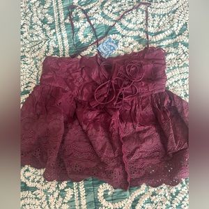 NEW Intimately Free People Front Tie Tank. Plum top. Size small.